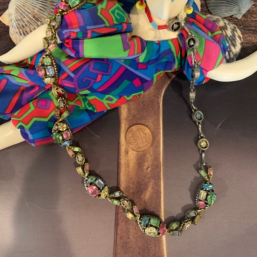 vintage colorful rhinestone necklace